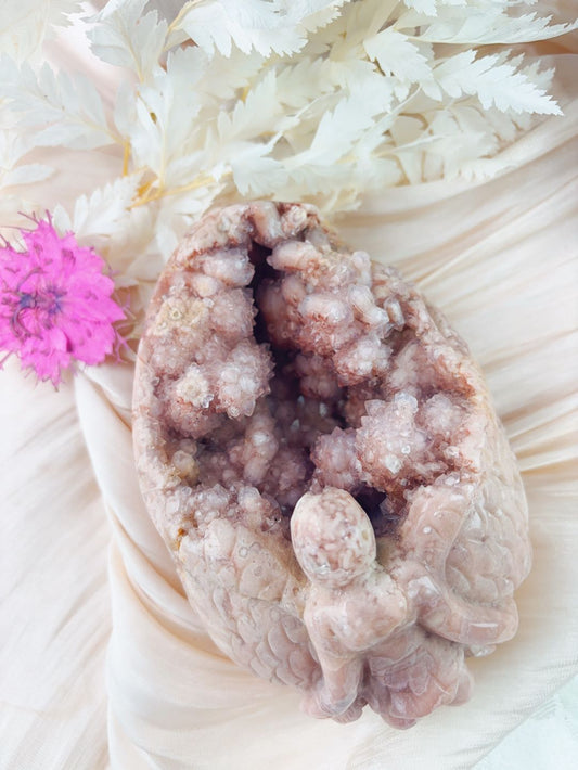 Pink amethyst angel carving