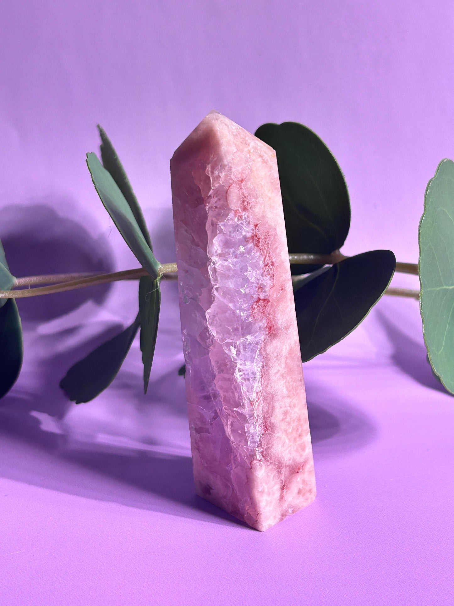 Pink amethyst flower agate tower