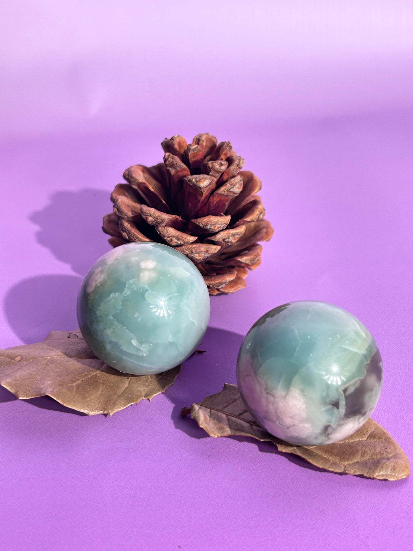 bright green flower agate sphere