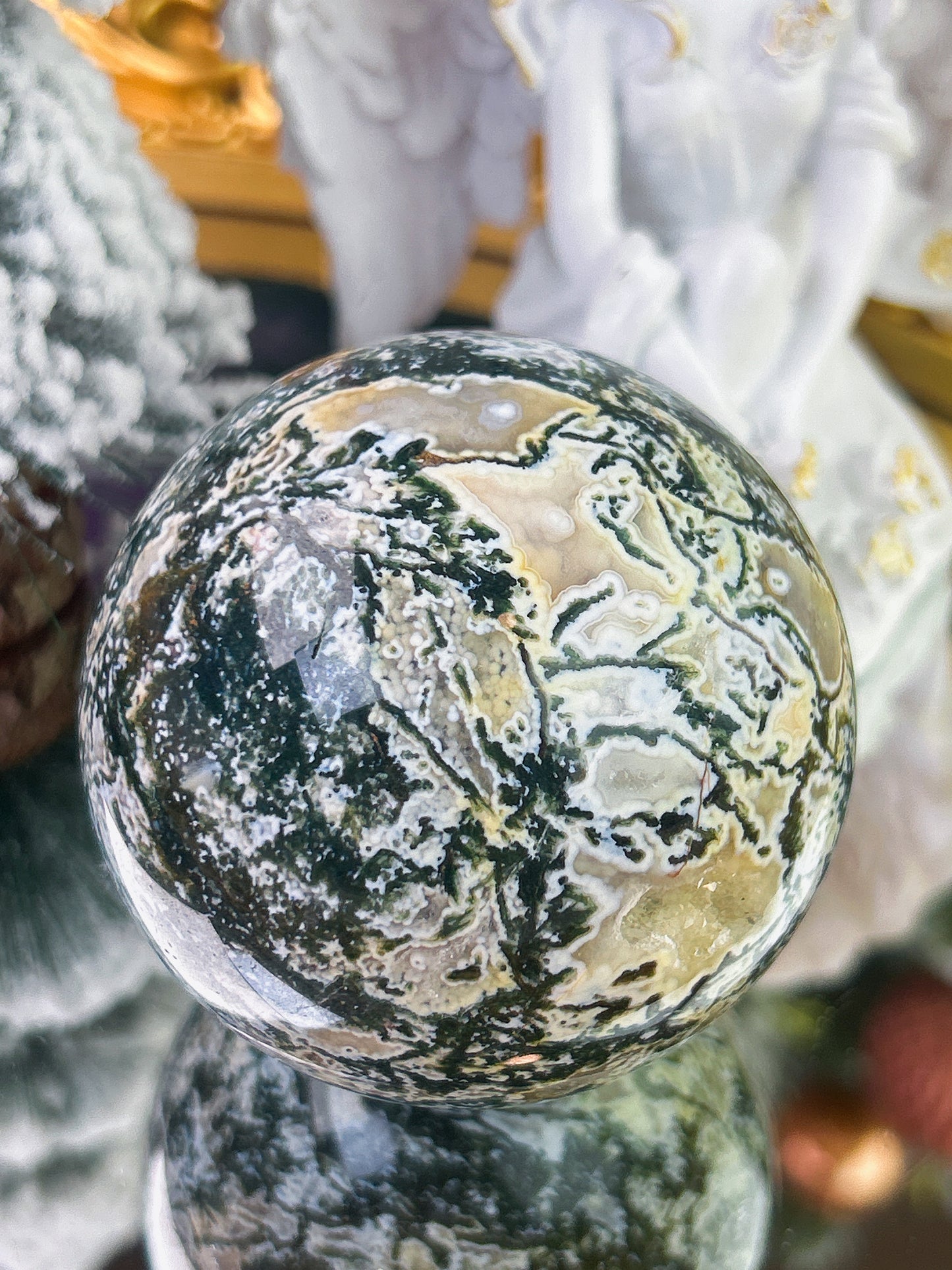 Pink forest moss agate ocean jasper born together