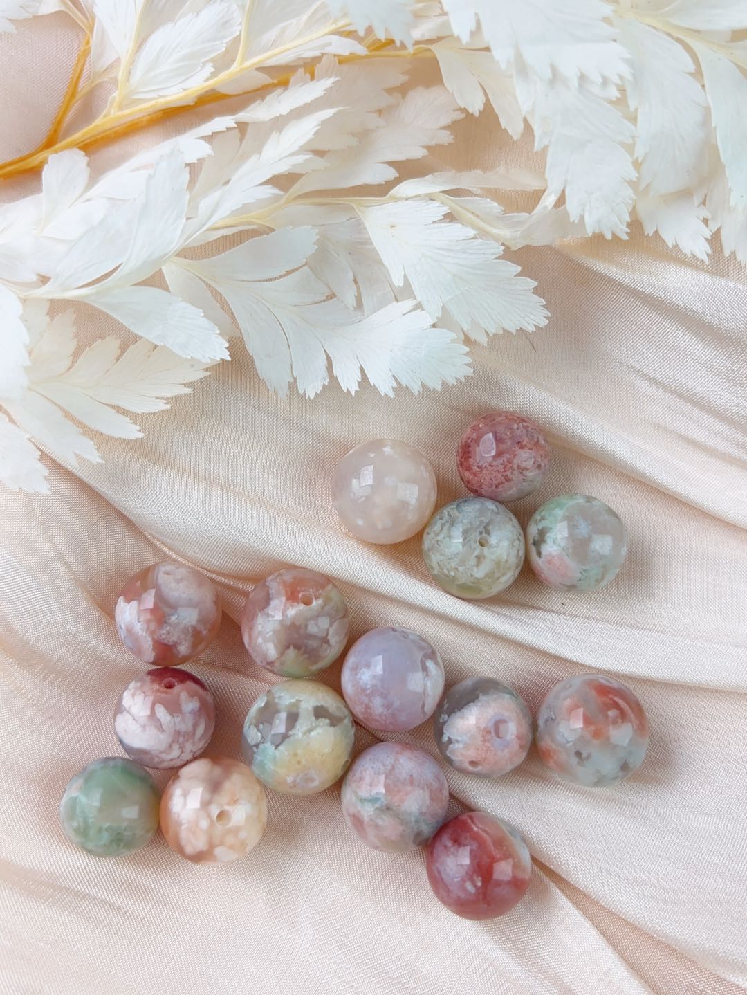 Green Flower Agate beads