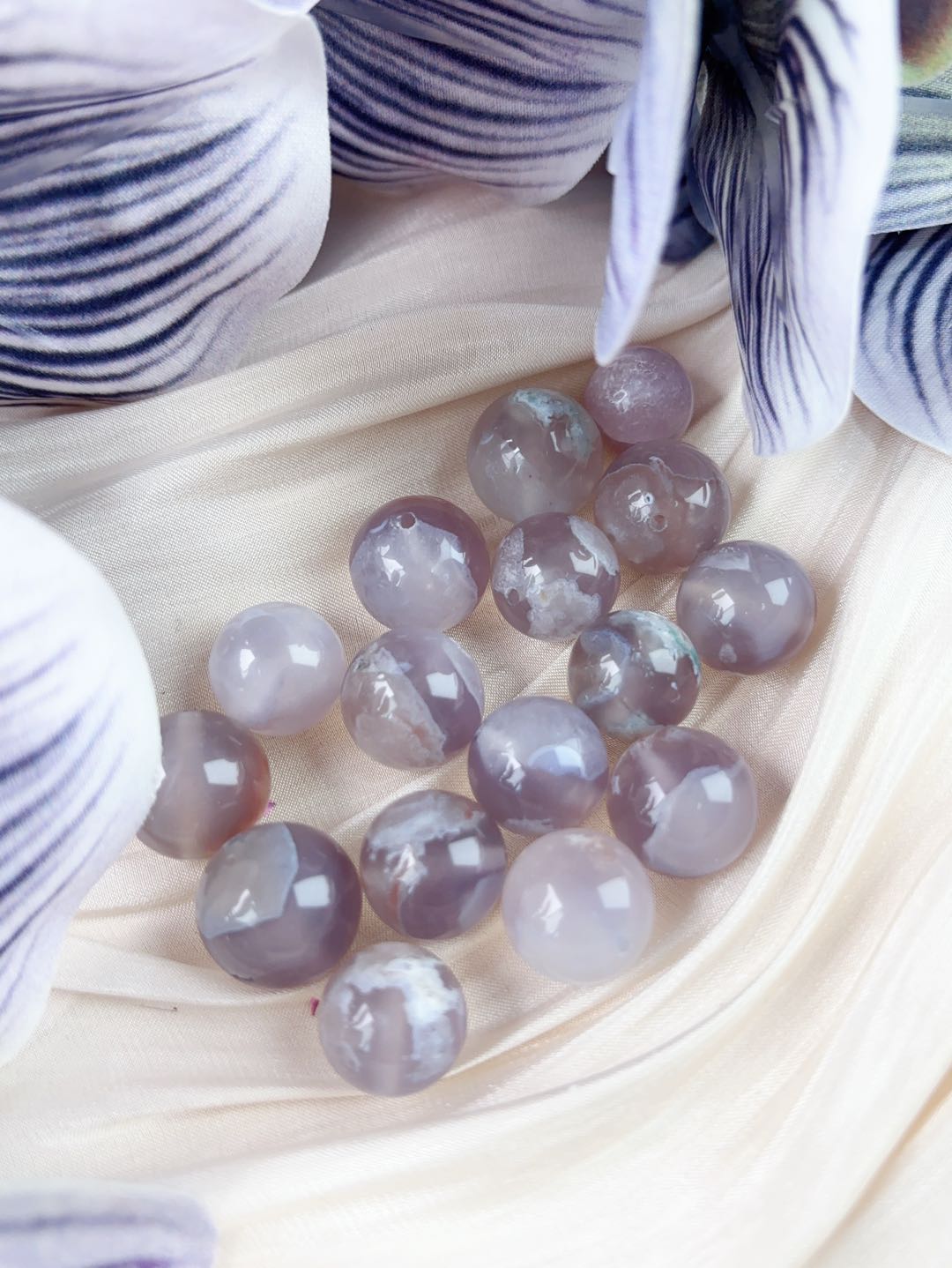 Green Flower Agate beads